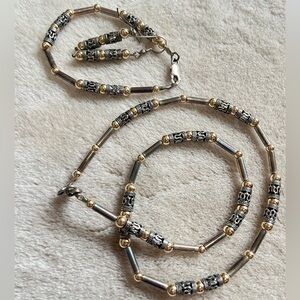 VINTAGE STERLING SILVER ISRAELI HANDCRAFTED NECKLACE w/ earrings and bracelet